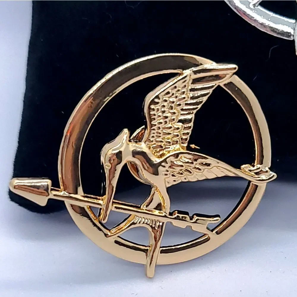 Mockingjay Inspired Bird Arrow Enamel Pin Gold Silver Fantasy Cosplay Brooch NWT